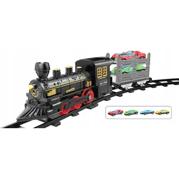 autíčko VLAK S VAGONEM PRO PŘEPRAVU DVOU AUTA ZVUKOVÉ A SVĚTELNÉ EFEKTY