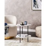 Boční stolek bílý a černý 2 patra MDF kovové nohy retro styl obývací pokoj ložnice Beliani