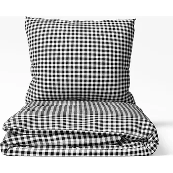 Povlečení Kárované bavlněné povlečení - černé káro 140x200+70x90