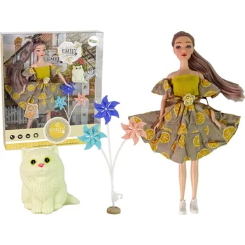 LEAN Toys Panenka Emily s kočkou větrného mlýna pro děti