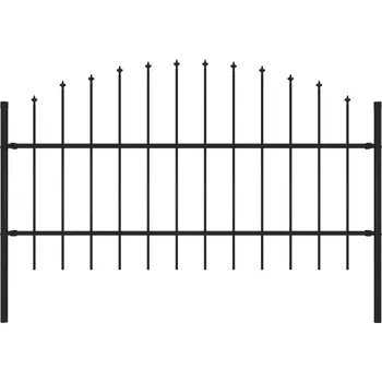 Plot Zahradní plot s kopím nahoře ocelový 359 x 125 cm černý