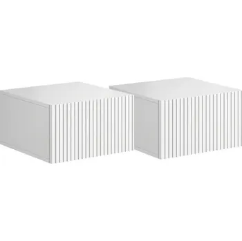 Noční stolek BOGART. Sada 2 závěsných nočních stolků Nicole, bílá / bílá matná