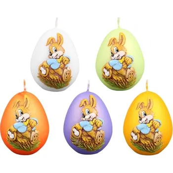 Velikonoční dekorace Svíčka ZAJÍČEK vejce velikonoční metalická matná d4,5x6cm