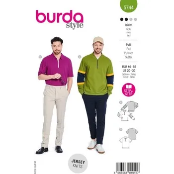Střih Burda 5744 Pánská mikina a tričko na zip -