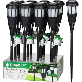 Čtecí lampička Lampa Strend Pro Garden, fakľa, solárna, čierna, 6x LED, 7,5x51 cm, Sellbox 12 ks