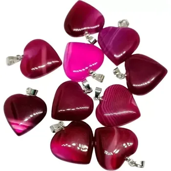 Přívěsek Achát růžový, srdíčko velké 2 cm