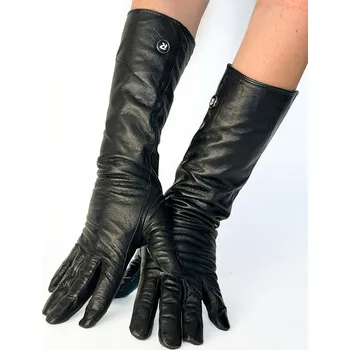 Rukavice Dámské kožené rukavice - 42 cm - černé, VELIKOST L ( 7,5 )