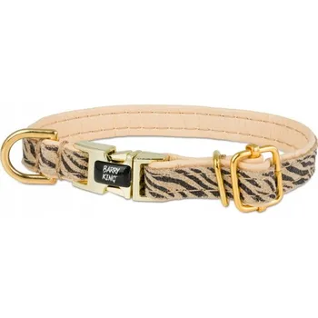 Obojek pro psa Barry King obojek pro psa, Wild Tiger béžový kožený mosaz XS