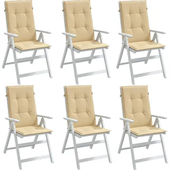 Podsedák Podušky na židli vysoké opěradlo 4 ks krémová melanž 120x50x4cm