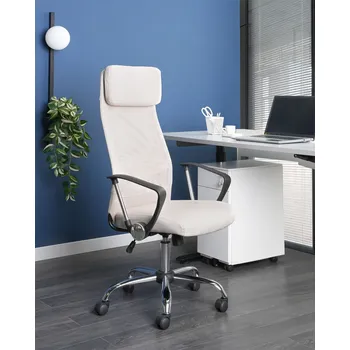 Kancelářská židle béžová síťovina výškově nastavitelná otočná s opěrkami ergonomický tvar Beliani