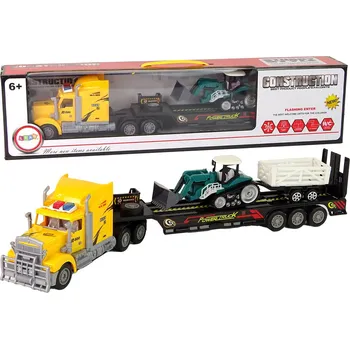 LEAN Toys Sada vozidel Žlutý nákladní automobil 60 cm Bagr s přívěsem Dálkově ovládaný R/C