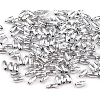 Dětské navlékací korálky Plastové voskové korálky / perly Glance rýže 3x6 mm stříbrná 10g