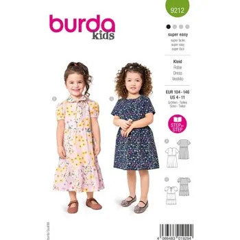 Volný čas Střih Burda 9212 na dívčí šaty -