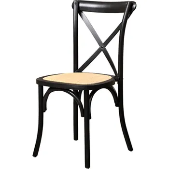 Jídelní židle Restaurační dřevěná židle CROSS-BACK WOOD, černá CROSSBL