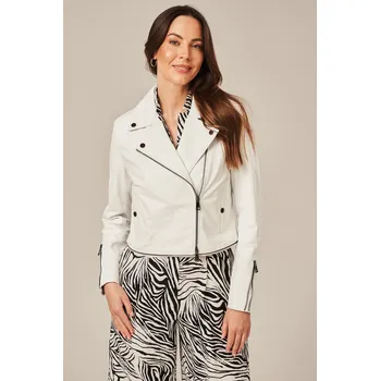 Kabelka Bílá dámská kožená ramoneska (XXL - 46)