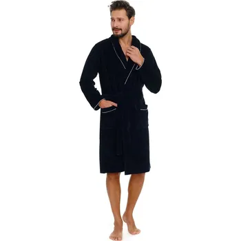 Dámské noční prádlo Pánský župan 6063 dark blue plus tmavě modrá XXL