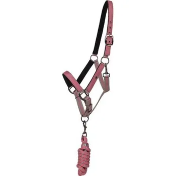 Ohlávkový set QHP S/S 2025 Flamingo, růžový - vel. Full