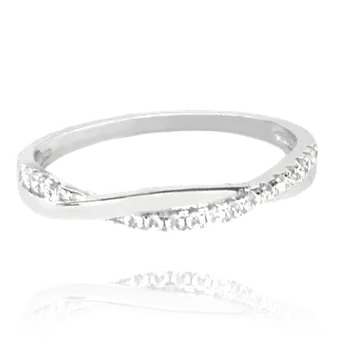 Prsten MINET Stříbrný zapletený prsten s bílými zirkony vel. 62 JMAN0004SR62