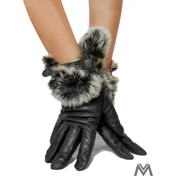 Rukavice Dámské kožené rukavice černé s kůžíškem, VELIKOST XL ( 8 )