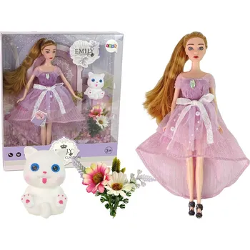 LEAN Toys Emily Dlouhé vlasy White Cat Baby Doll