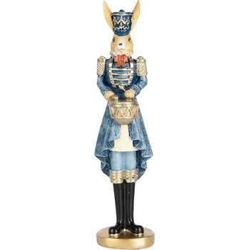Dekorace králík v modrém obleku a bubínkem - 5*5*18 cm