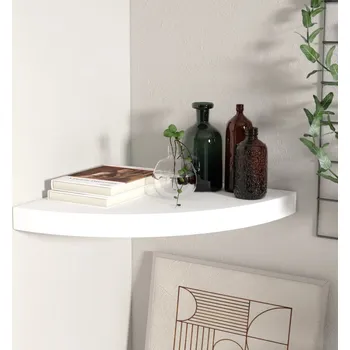 police Plovoucí rohová police bílá 25 x 25 x 3,8 cm MDF