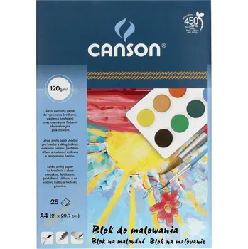Blok na Malování BARVAMI A4 25 Listů Kreslicí Blok Bílý 120 g Canson