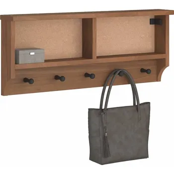 Věšák Nástěnný věšák "SANDNES" White 87x12x35 cm Borovicový masiv