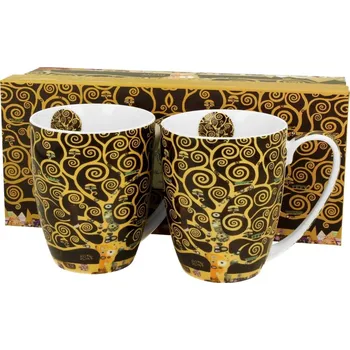 Sada 2 ks porcelánových hrnků Klimt THE TREE OF LIFE 350 ml hnědá