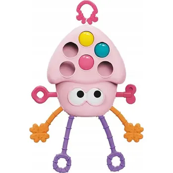 Hračka pro kojence SENZORICKÁ HRAČKA KOUSÁTKO KABELKY MONTESSORI CHOBOTNICE RŮŽOVÁ