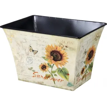 Obal na květináč Obal SLUNEČNICE hranatý plechový 19x14x13cm
