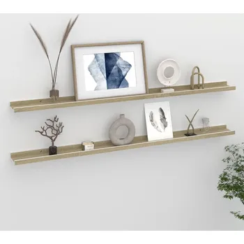 police Nástěnné police 2 ks bílé a dub sonoma 40 x 9 x 3 cm