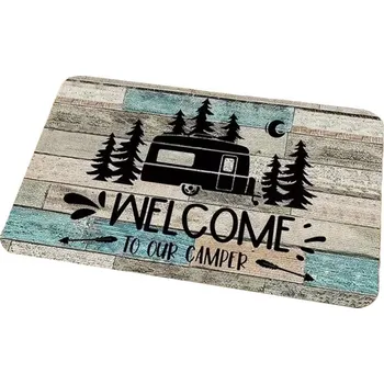 Příslušenství ke karavanu Koberec sametový s motivem karavanu - černý lem 125x80cm