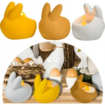 Velikonoční dekorace VELIKONOČNÍ SADA ZAJÍČKŮ SVÍČKY LED VELIKONOČNÍ DEKORACE 3 KS