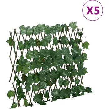 umělá květina Treláže umělé listy vinné révy roztahovací zelené 5ks 190x60 cm