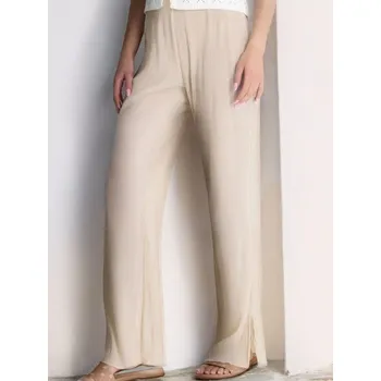 Dámské kalhoty Sinsay - Plisované kalhoty s širokými nohavicemi - béžová - 289DO-02X - 289DO-02X-M