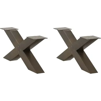Stolová podnož OMAXI Nohy konferenčního stolku ve tvaru X, 2 ks, přírodní ocel, 70 x (30-31) cm, ocel 316073
