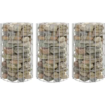 Truhlík Kruhové gabionové záhony 3 ks pozinkovaná ocel Ø 30 x 50 cm