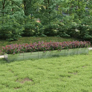 Zahradní vyvýšený záhon 100x100x45 cm pozinkovaná ocel stříbrný