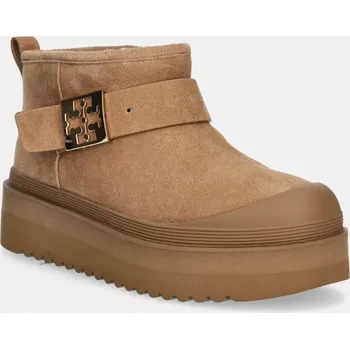 Dámská zimní obuv Semišové sněhule Tory Burch Mellow Shearling Platform Boot hnědá barva, 165421-200 165421.200 82X, EUR 40