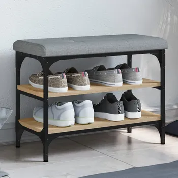 Lavice s botníkem kouřový dub 102 x 32 x 47 cm kompozitní dřevo