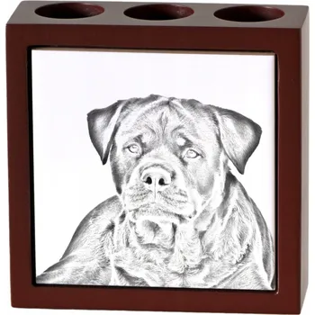 Rottweiler - organizér na tužky s motivem psa, stojan na psací potřeby s fotografií