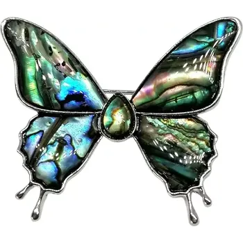 Brož Brož a přívěsek motýl z perleti Paua 5 x 4 cm