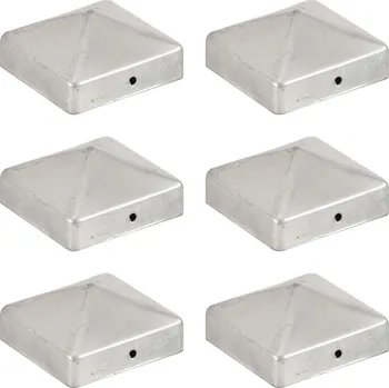 Příslušenství pro plot Krytky na plotové sloupky stříška 6 ks pozinkovaný kov 91x91 mm