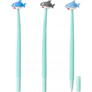 OFFICE Propiska Žralok MODRÉ barevné gelové pero Strigo 48 kusů