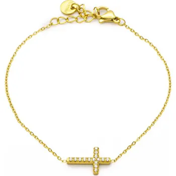 Náramek BRUNOshop.cz Jemný náramek KŘÍŽEK s kamínky GOLD