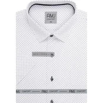 Košile AMJ Comfort fit s krátkým rukávem - bílá s tmavým vzorem VKBR1443 velikost: 41, délka rukávu: krátký rukáv