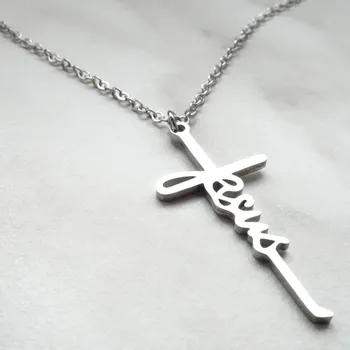 Přívěsek Blingstar Přívěsek s nápisem Jesus * Ježíš - Kříž * z nerez oceli * křížek