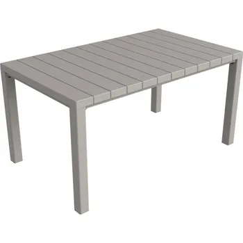 Zahradní stůl Venkovní jídelní stůl světle šedý plast 147x88 cm pro 6 osob, na zahradu / terasu / do pergoly