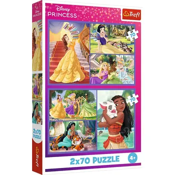 puzzle pro nejmenší Trefl Puzzle 2x70 Disney Princezna - Pohádkové dny 27,5x18cm v krabici 19x29x4cm